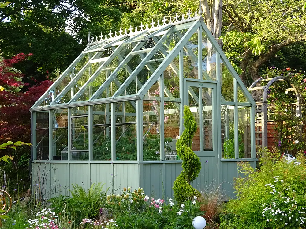 Alton Cheltenham Greenhouse painted in green
