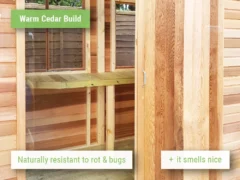 Interior view of the Alton Fusion Greenhouse Shed with the door to the shed open