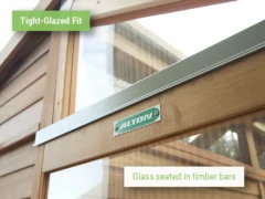 Detail shot of the framing of a Alton Fusion Greenhouse Shed