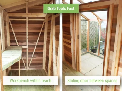 Feature image showing the interior connectivity of the Alton Fusion Greenhouse Shed