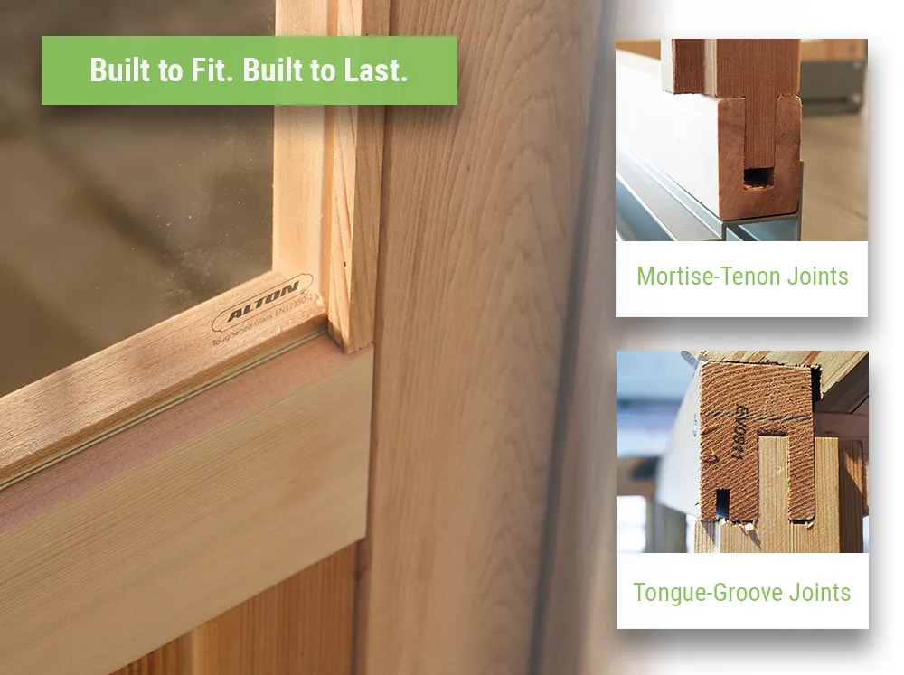Close-up of framing and the detailed view of the joinery with their specific terms