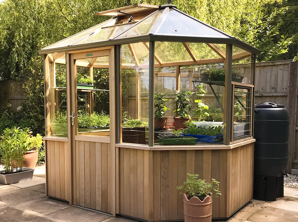 Front of the Alton Octagonal Greenhouse 9' x 7'