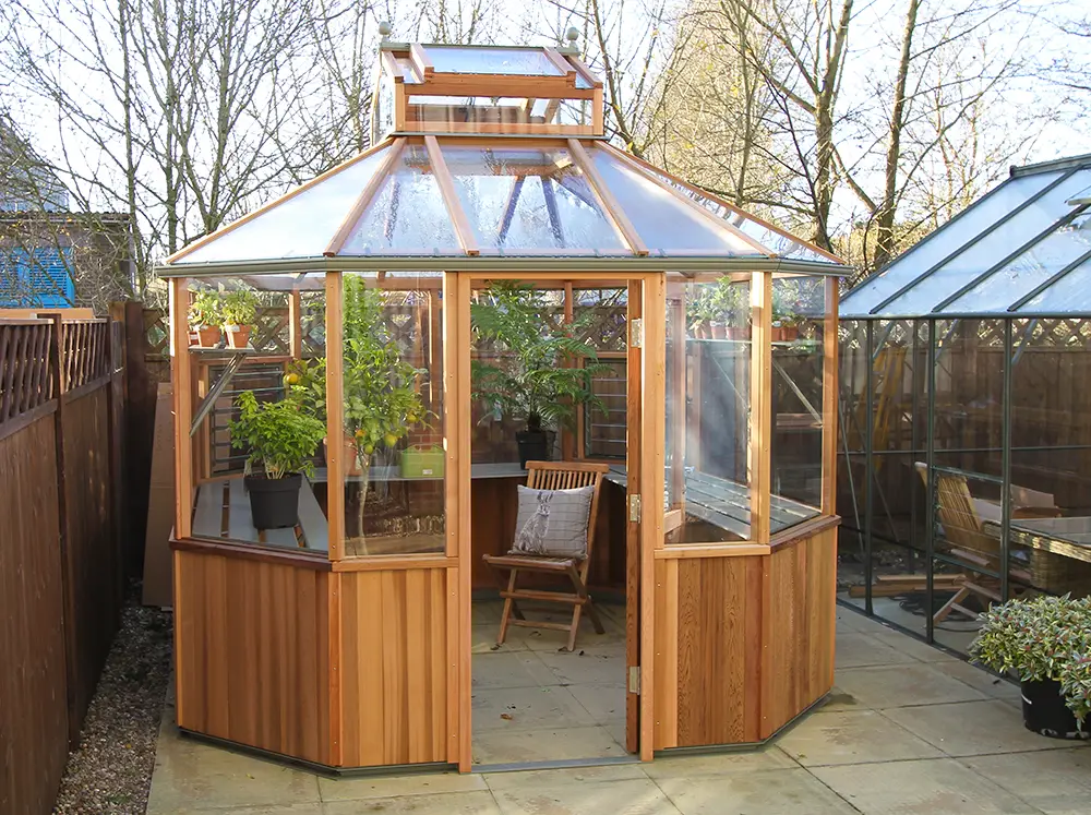 Front of Alton Octagonal Greenhouse 9' x 9'