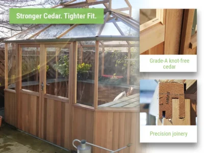 Feature image of the Alton Octagonal Greenhouse showcasing the sturdy built framing