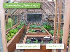 Feature image with a look through the inward-swinging door of the Alton Westminster Greenhouse