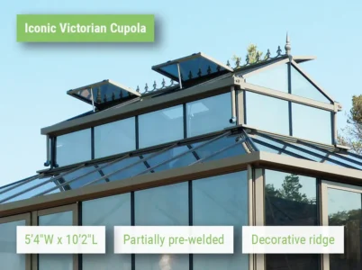 Feature image of the Janssens Cathedral Glass Greenhouse showcasing the cupola as a standout feature