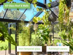 Feature image of the Janssens Cathedral Glass Greenhouse showcasing the full-length 4mm tempered glass panels