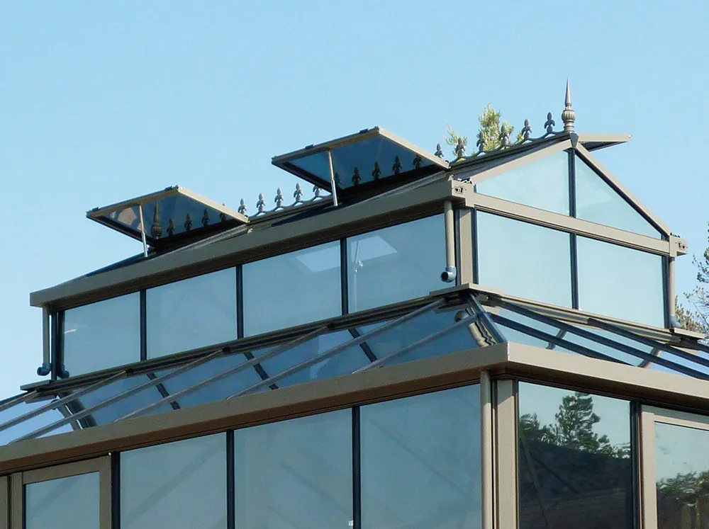 Roof vents at the cupola of the Janssens Cathedral Glass Greenhouse