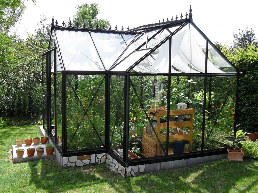 Side view of a lush Janssens Junior Victorian Orangerie