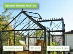 Roof detail of the Janssens Junior Victorian Orangerie featuring the ridge decor and steep pitch