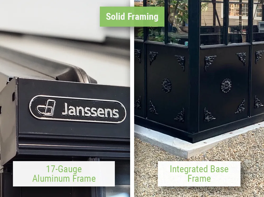 Feature image showcasing the solid framing of the Janssens Retro Victorian Greenhouse