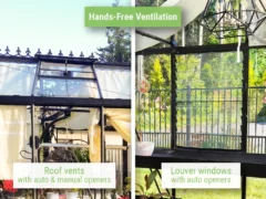 Side-by-side of roof vent and louver window of the Janssens Royal Victorian Orangerie