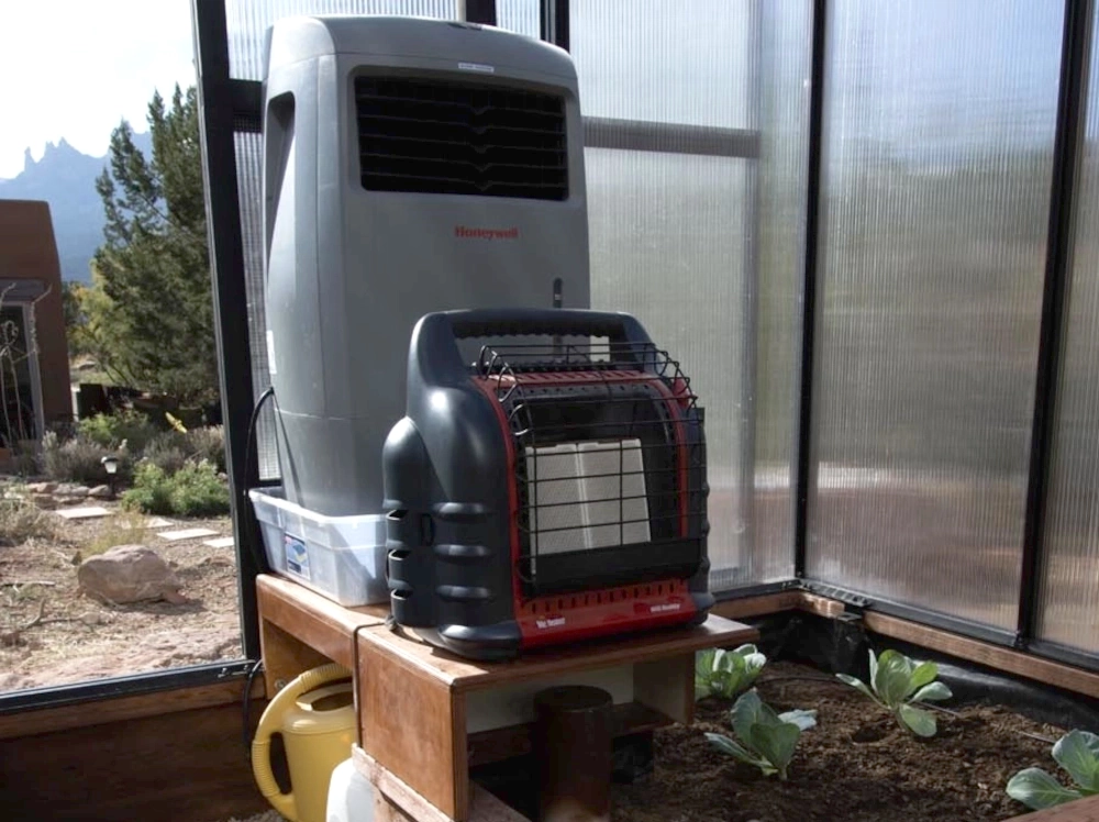 Heaters inside of a greenhouse
