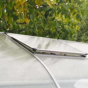 Exterior view of the Riga Roof Vent Kit - slightly open vent