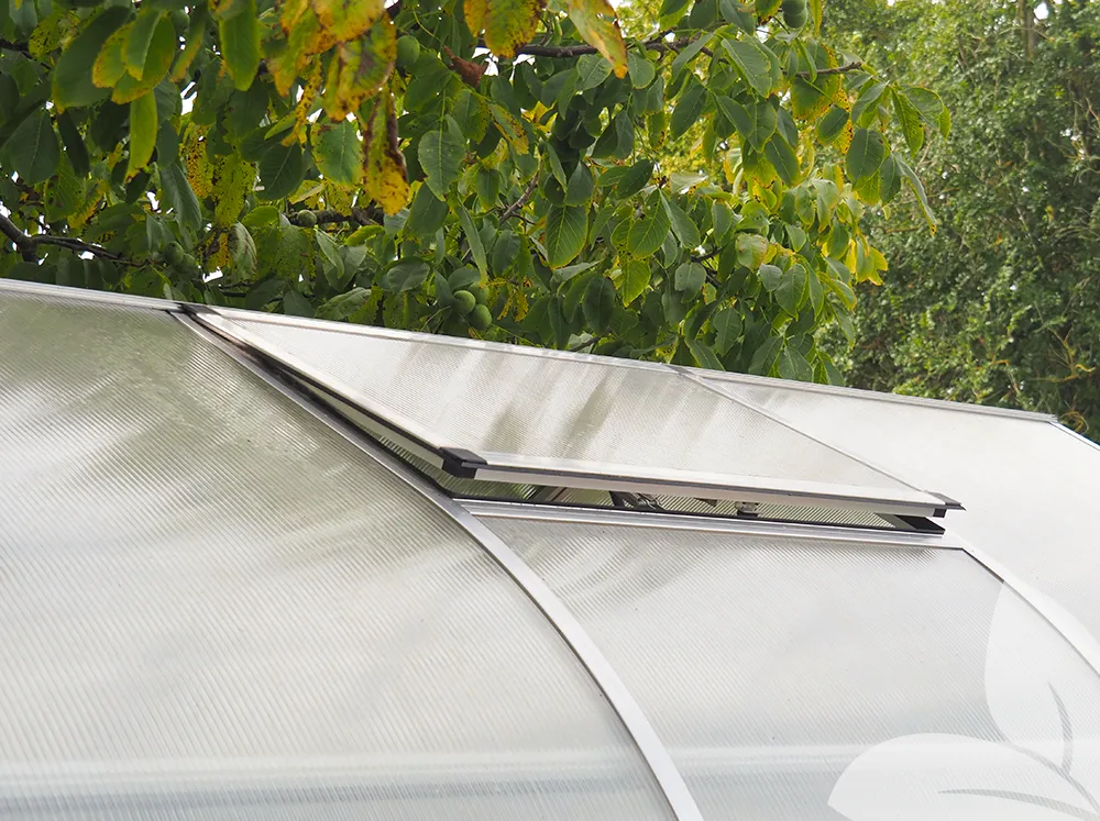 Exterior view of the Riga Roof Vent Kit - slightly open vent