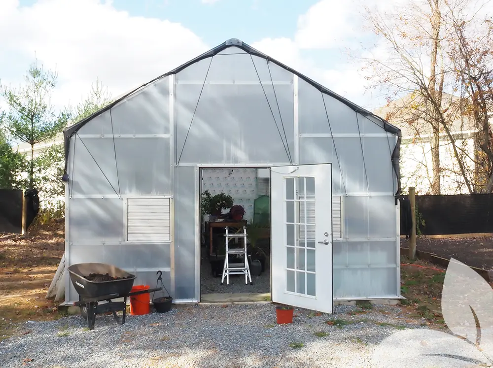 Front of an educational greenhouse from Riverstone Industries