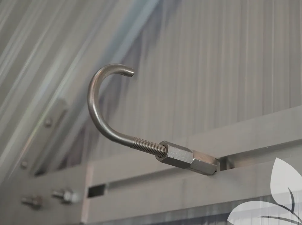 Adjustable J Hook installed in greenhouse