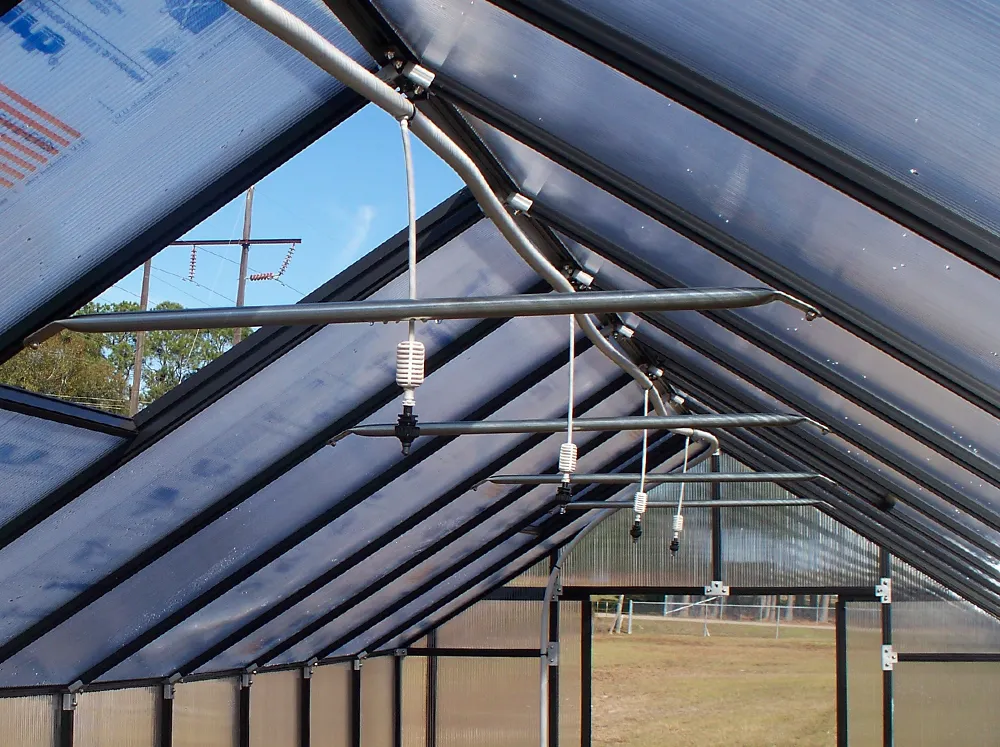 MONT Automatic Greenhouse Watering System installed in large hobby greenhouse
