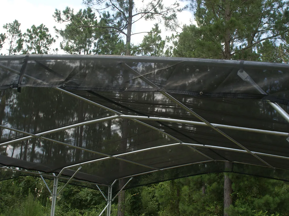 RSI Black Woven Shade Cloth installed over metal framing