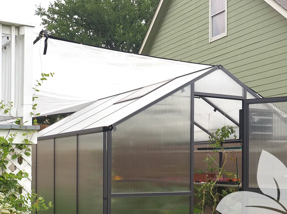 RSI White Knitted Shade Cloth installed on a greenhouse