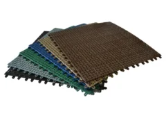 One tile of each available color of the RSI Interlocking Flooring Tiles