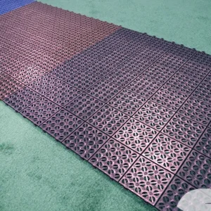 RSI Interlocking Flooring Tiles in different colors on the ground