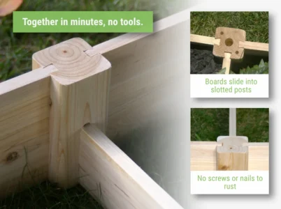 Feature image of the Eden Raised Garden Bed showcasing a tool-free assembly