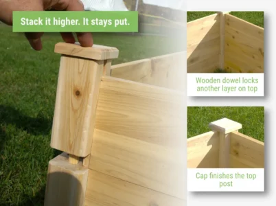 Feature image of the Eden Raised Garden Bed showcasing the stackable layout for quick and easy expansions