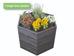 3 single units of the Graf Hexagonal Raised Bed stacked as a tall raised bed