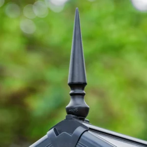 Vego Decorative Greenhouse Finial on the gable end of a Vego Greenhouse
